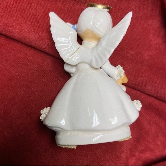 LEFTON Porcelain Figurine Is A Highly Collectible Birthday Angel With Gold Halo. - Picture 3 of 8